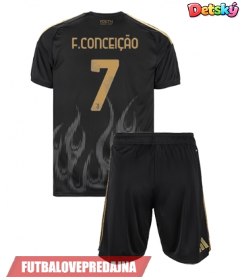 Lacne Dětský Futbalové dres Juventus Francisco Conceicao #7 2026-27 Krátky Rukáv - Tretina (+ trenírky)